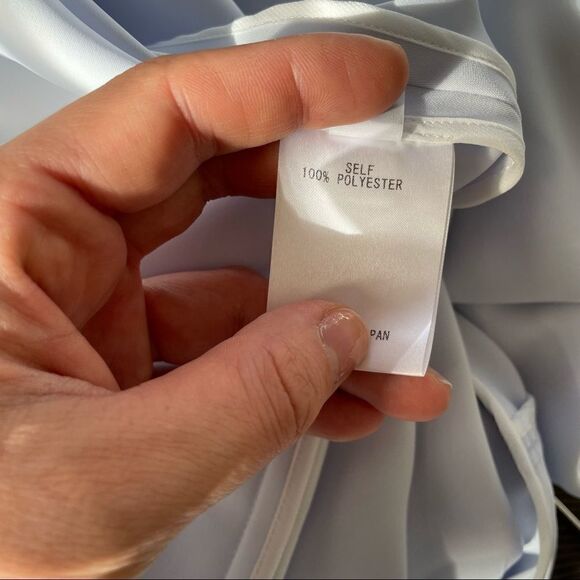 Adeam Asymmetric Ruffled Crepe Midi Dress  in Sky Blue - Picture 8 of 10